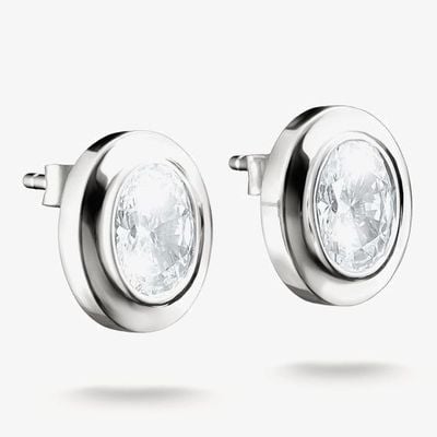 Thomas Sabo Silver Oval Stud Earrings With Zirconia Stones H2342-051-14