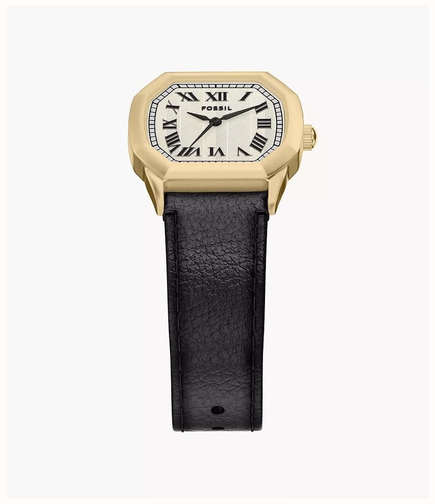 Fossil Harlow 27 mm Three-Hand Black Leather Watch and Bracelet Set ES5526SET - alternate view 3