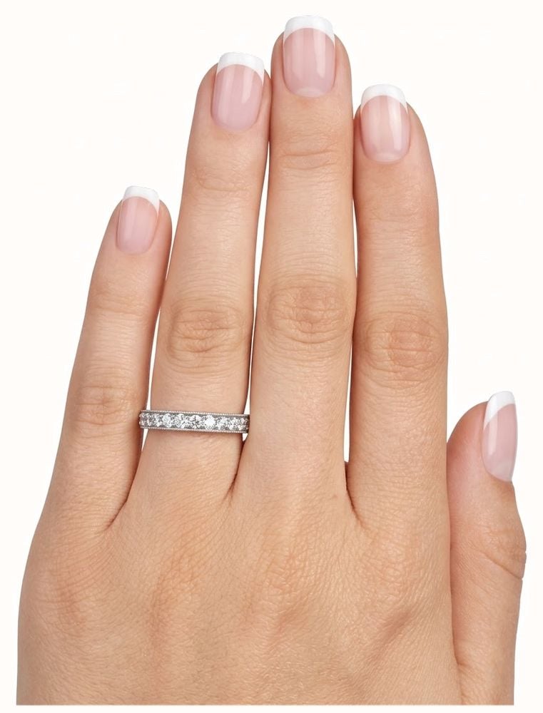 0.75ct Natural Diamond Princess Cut Platinum Half Eternity Ring JM3524 - alternate view 4