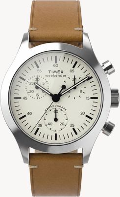Timex WEEKENDER MAIN LINE 40mm Brown Leather Strap Watch TW2Y85000