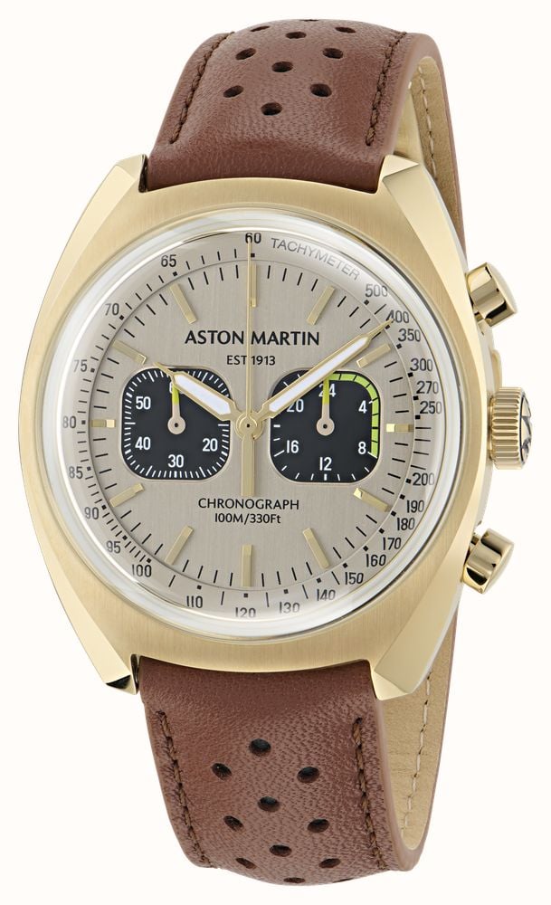 Aston Martin Timeless Quartz Chronograph (43mm) Champagne Dial / Brown Leather Strap MTTS2F502 - alternate view 2
