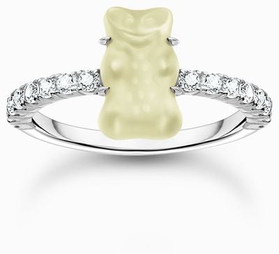 Thomas Sabo x HARIBO Mini White Goldbear White Zirconia Sterling Silver Ring EU58 TR2459-052-14-58