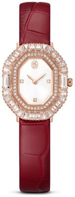 Swarovski Matrix octagon watch Leather strap, Rose gold tone, Rose gold-tone finish Watch 5746375
