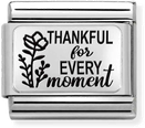Nomination Classic PLATES Steel And Silver Sterling Silver Thankful for Every Moment Charm 330111/32