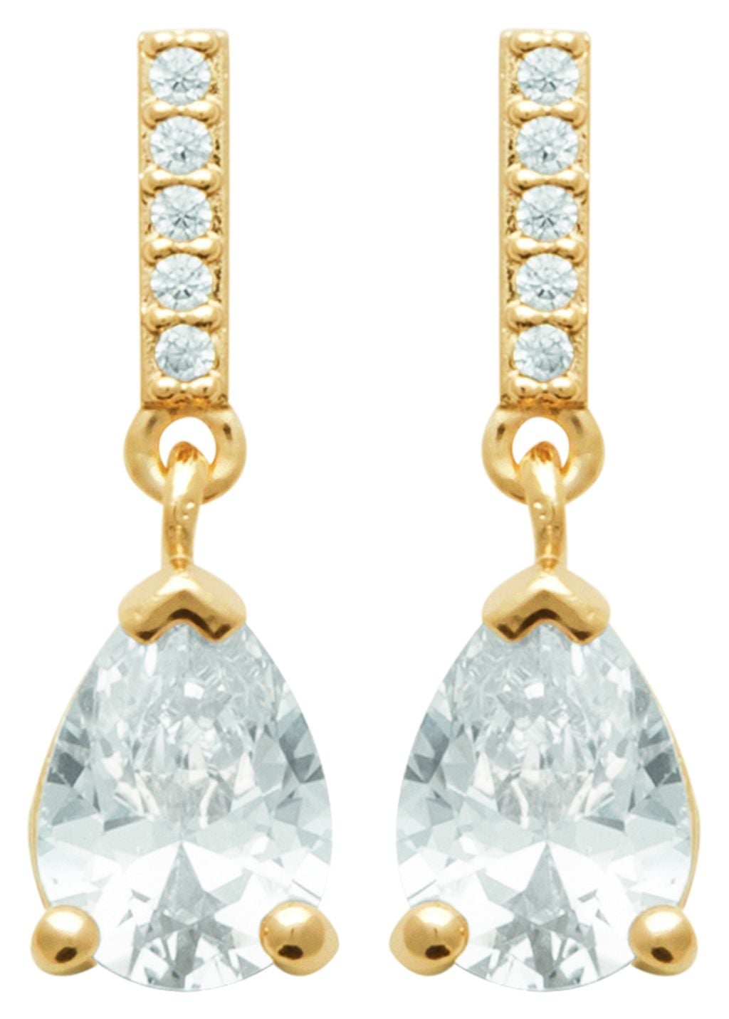 Burren Jewellery E1262(CZ) 18k Gold Plate Stud Drop Earrings