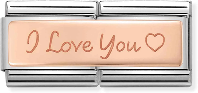 Nomination Classic I Love You 9ct Rose Gold & Steel Charm 430710/04