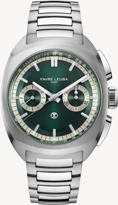 Favre Leuba Chief Chronograph Automatic (41mm) British Racing Green Sunray Dial / Stainless Steel Bracelet 00.20101.113.03.200