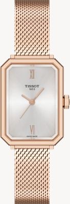 Tissot SRV Quartz (21.8mm) Silver Sunray Dial / Rose Gold PVD Stainless Steel Mesh Bracelet T1601103303300