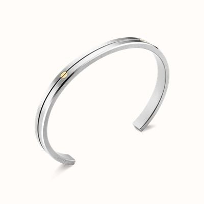 Herbelin Newport Bangle - Brushed And Polished Stainless Steel With 9k YG Screws - 7mm (One Size) JN7ABG2N