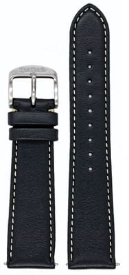 Hanhart 20mm Black Calfskin Leather Strap (Size M) - STRAP ONLY 9920.7010-03