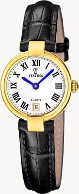 Festina Mademoiselle Quartz (26mm) White Dial / Black Leather Strap F20783/1