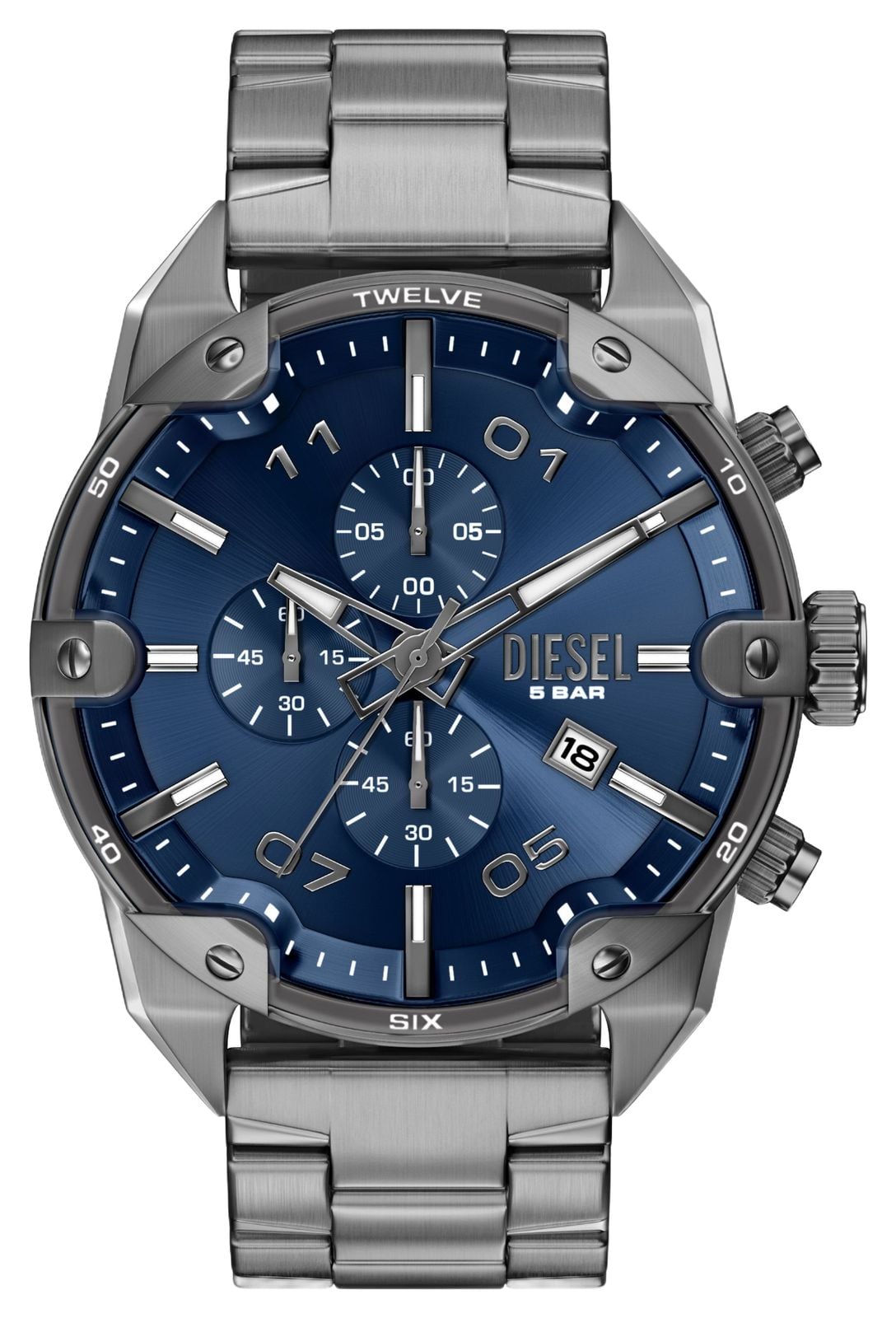 Diesel DZ4724 Spiked Chronograph (49mm) Blue Sunray Dial / Watch