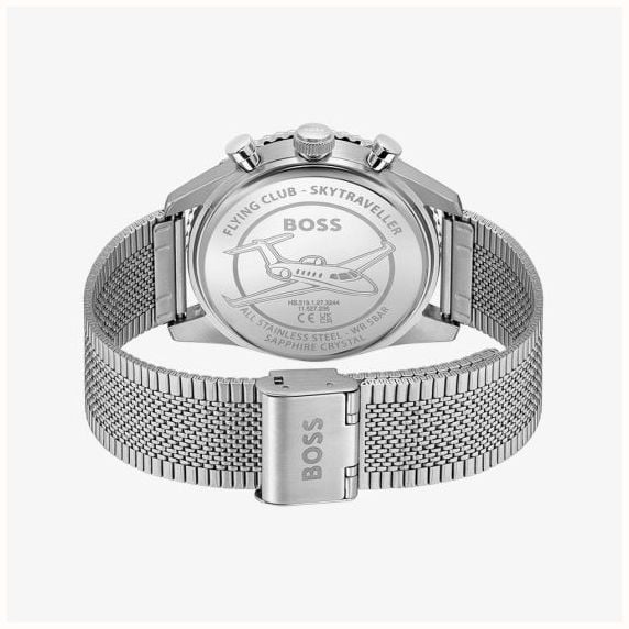 BOSS Mens Skytraveller Chronograph Green Dial Mesh Bracelet BOSS Watch 1514347 - alternate view 3