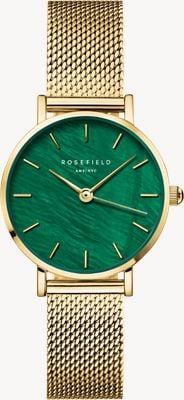 Rosefield Small Edit (26mm) Green Mother-of-Pearl Dial / Gold-Plated Stainless Steel Mesh Bracelet SEEGMG-SE72