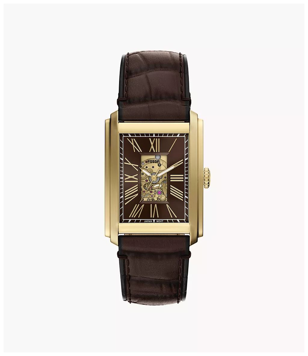 Fossil ME3281 Carraway 30 mm Automatic Brown Croco Leather Watch