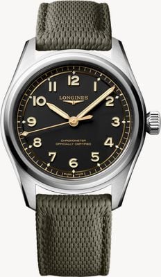 LONGINES Spirit Pilot Automatic Chronometer (39mm) Black Dial / Green Rubber Strap Watch L38094539