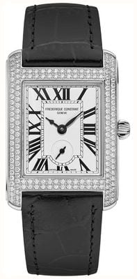 Frederique Constant Classics Carree Small-Seconds Diamond (25.2mm) White Dial / Black Leather Strap FC-235S2CD6