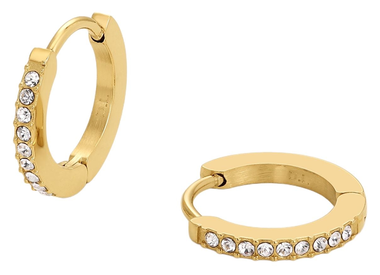 D.LOUISE SKE-035 Tennis Gold Plated Multi-Stone Huggies Jewellery