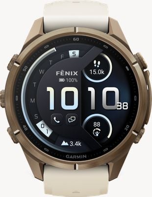 Garmin Fenix 9 Pro InReach 43mm Premium GPS Smartwatch - Autumn Gold Titanium With Cream Silicone Watch 010-04335-21