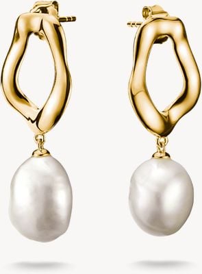 Thomas Sabo Gold-plated Earrings With Freshwater Pearl Natural Beauty H2322-430-14