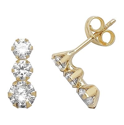 Treasure House ES375 9k Yellow Gold Cubic Zirconia Drop Jewellery
