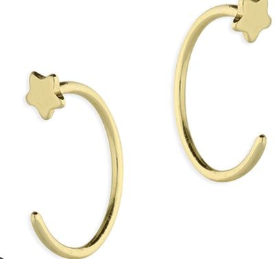 CME Leicester Limited Silver Gold Plate Pull Through Flat Star Hoop H3435/Y