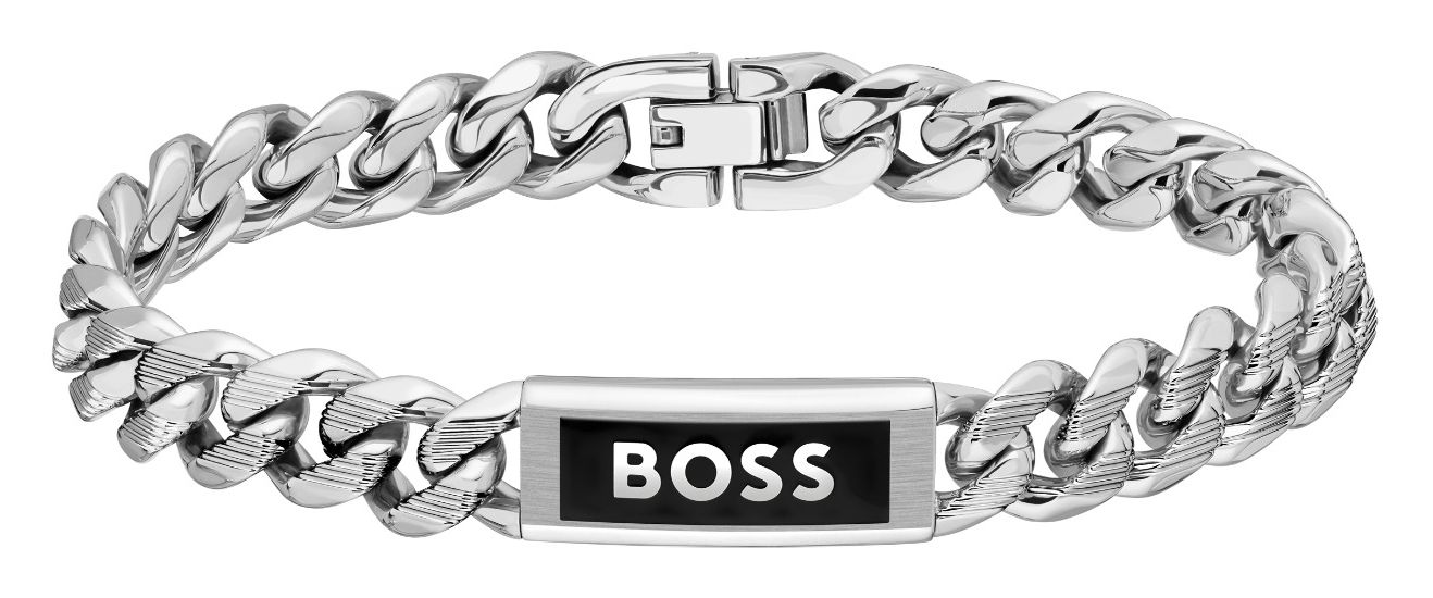 BOSS Jewellery 1580679M Men’s Silver Cuff Chain With Logo