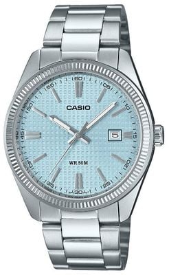 Casio MTP Series Analogue Quartz (38.5mm) Ice-Blue Waffle Dial / Stainless Steel Bracelet MTP-1302PE-2AVEF