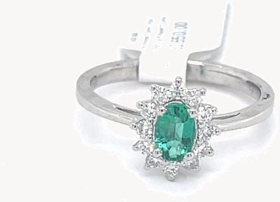 Clarity Jewellery Plat Emerald Dia Flower Cluster Ring 0.26ct Em 0.22ct Dia CR3000158E