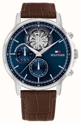 Tommy Hilfiger Stewart Dark Brown Leather Navy Dial Watch 1710629