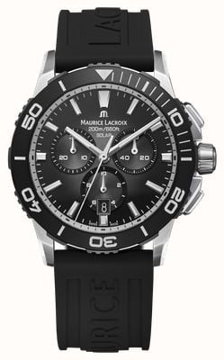 Maurice Lacroix Pontos S Solar Chronograph (42mm) Black Smoked Translucid Dial / Black Rubber Strap Watch PT1038-SSL20-330-2