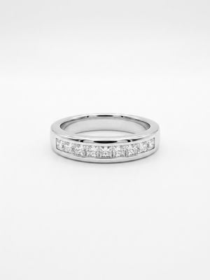 0.52ct Princess Natural Diamond 9ct White Gold Half Eternity Ring LFS1700-W