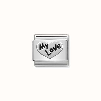 Nomination Composable Classic OXIDIZED SYMBOLS In St.steel And Sterling Silver Heart My Love 330101/09