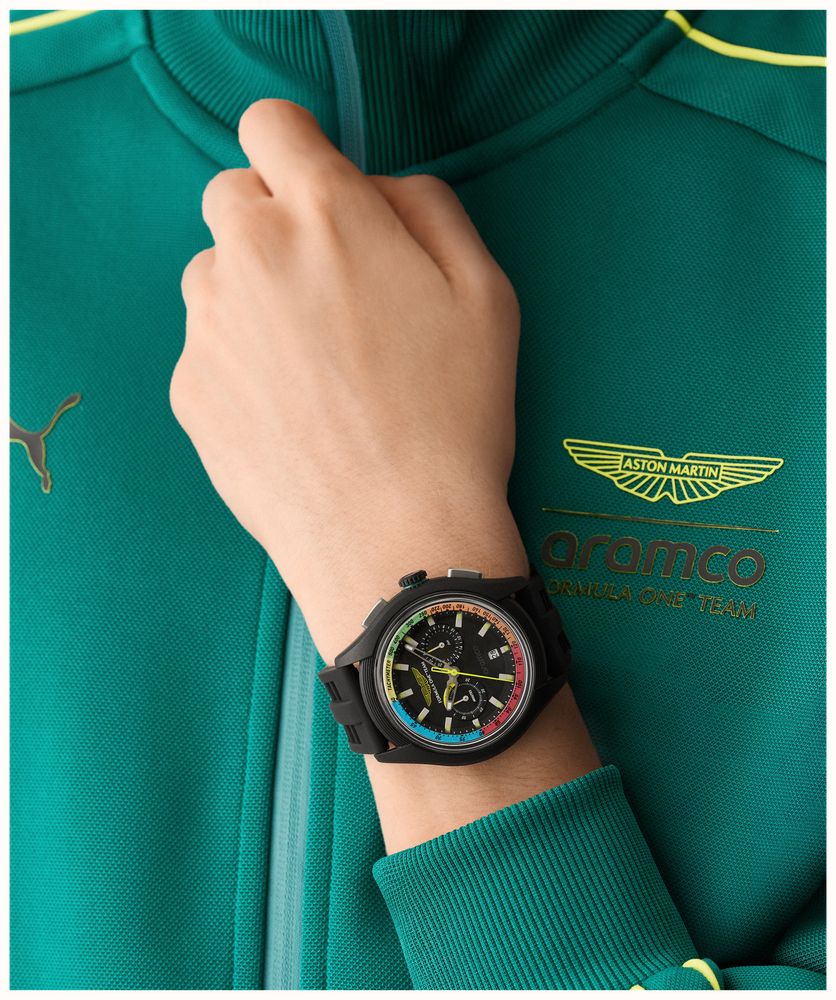 Aston Martin Aramco Formula One™ Team BLC Quartz Chronograph (44mm) Black Dial / Black Silicone Strap MTFB1F603 - alternate view 4