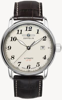 Zeppelin LZ 127 Graf Zeppelin Automatic (40mm) Beige Dial / Brown Leather Strap 7656-5