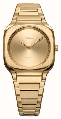D1 Milano Square Disco Gold (32mm) Gold Sunray Dial / Gold Stainless Steel Bracelet SQBL03