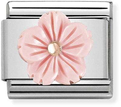 Nomination Composable Classic STONE SYMBOLS In Stainless Steel And 9k Rose Gold Flower In ROSE CORAL 430510/03