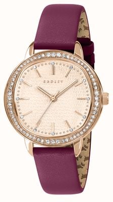 Radley Berry Lane Crystal-Set (36mm) Rose-Gold Printed Dial / Berry Red Leather Strap RY21850