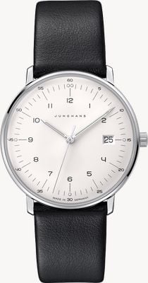 Junghans max bill Damen (32.7mm) White Dial / Black Leather Strap 47/4450.02