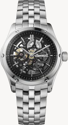 Ingersoll THE WHISTLE Automatic (43mm) Black Skeleton Dial / Stainless Steel Bracelet I18201