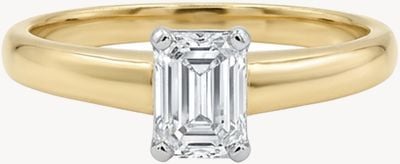 Pre-owned 18ct Yellow Gold 0.40ct Emerald Cut Diamond Ring JM6524