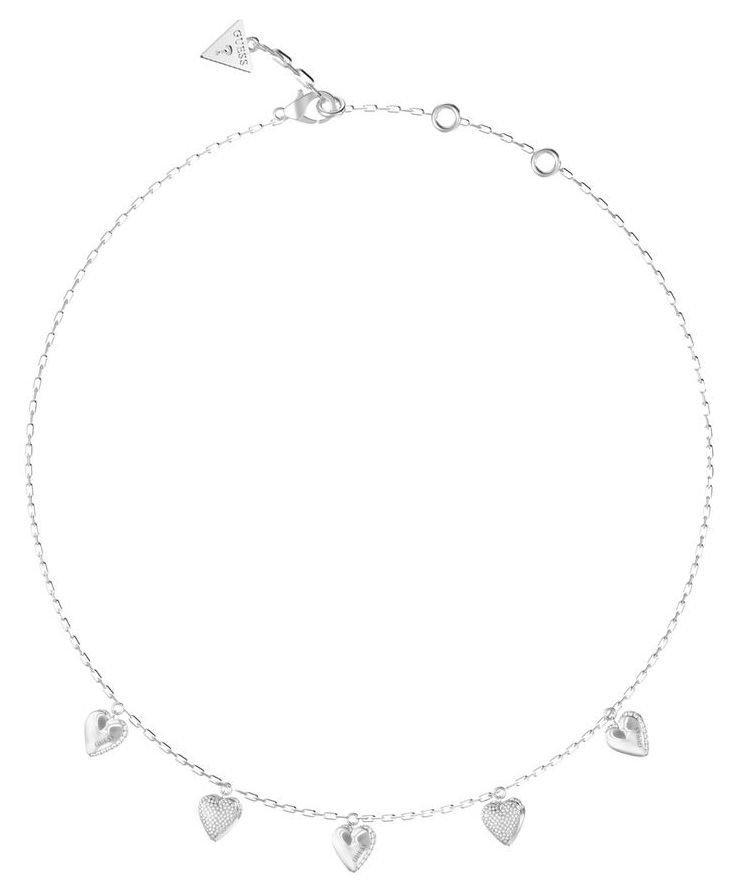 Guess UBN06081RH By Your Side Silver Heart Charms Necklace Jewellery