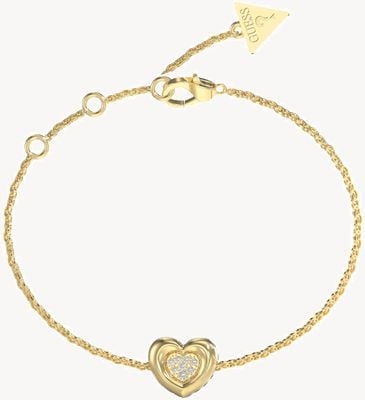 Guess Guess Womens Large L.O.V.E. 12mm Heart Pave Bracelet UBB05461YGL