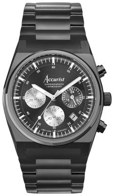 Accurist Men's Origin Quartz Chronograph (41mm) Black Dial / Black Ion-Plated Stainless Steel Bracelet 70002