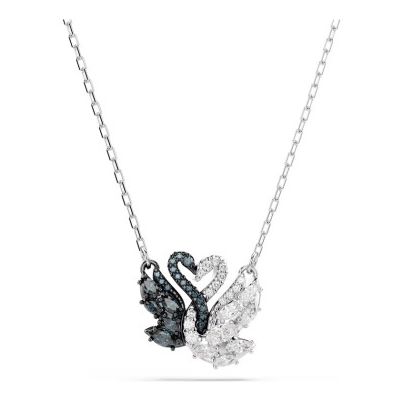 Swarovski 5705721 Swan Pendant Necklace, Black, Mixed Metal Jewellery