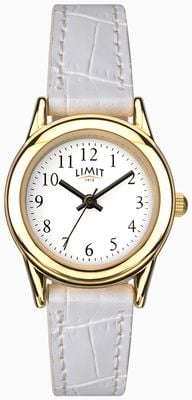 Limit Classic Quartz (24mm) White Dial / White Croc Grain PU Leather Strap 6981
