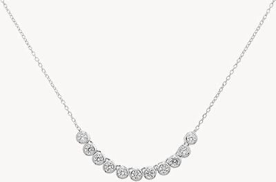 Treasure House Silver Cubic Zirconia Row Necklace G3354