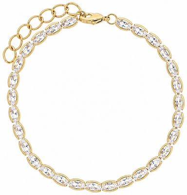 Burren Jewellery 18k Gold Plate Oval Shape Cz Tennis Bracelet B1716