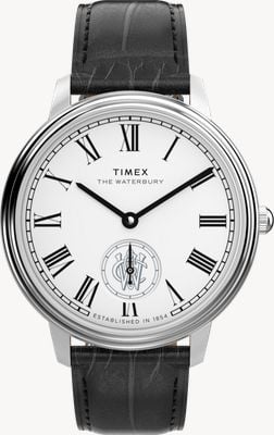 Timex Waterbury Metropolitan Sub-Second (39mm) White Dial / Black Leather Strap TW2Y23100