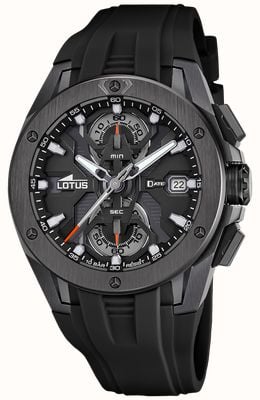 Lotus Vortex Quartz Chronograph (44mm) Black & Grey Dial / Black Rubber Strap L18943/6